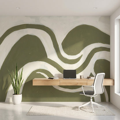 Muted Green Wallpaper Olive Modern Wall Decor