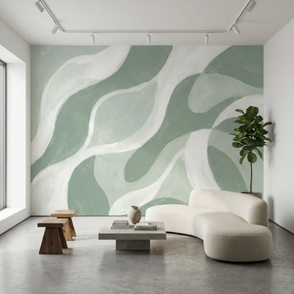 Shades Of Green Wallpaper Modern Abstract Wall Art