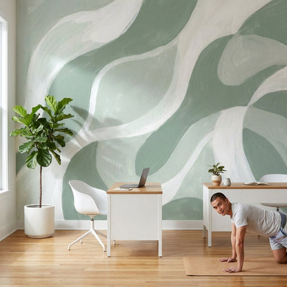 Shades Of Green Wallpaper Modern Abstract Wall Art