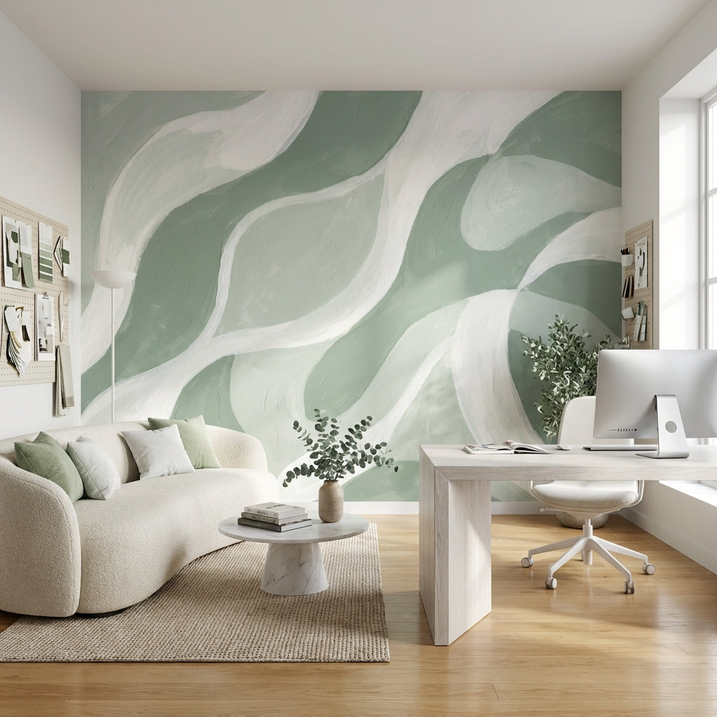Shades Of Green Wallpaper Modern Abstract Wall Art