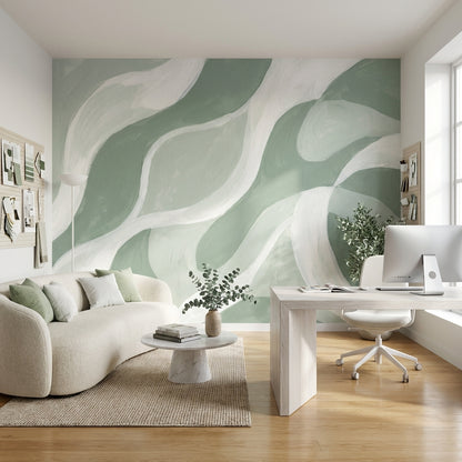 Shades Of Green Wallpaper Modern Abstract Wall Art