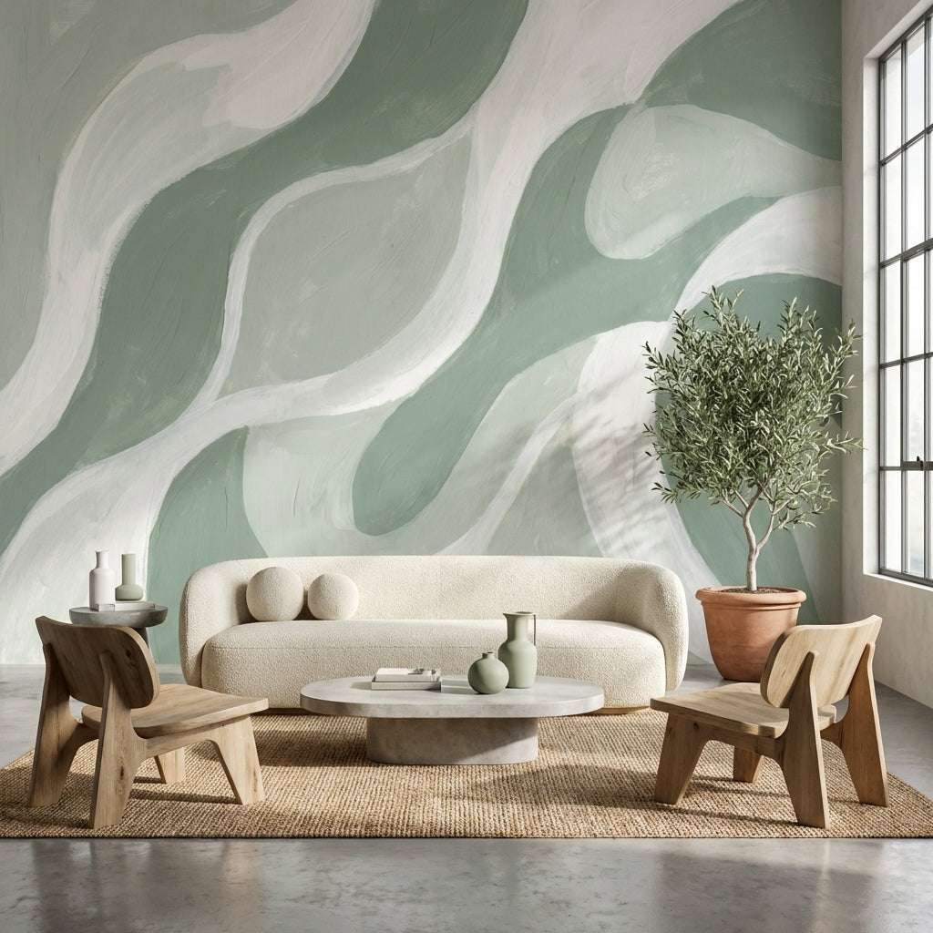 Shades Of Green Wallpaper Modern Abstract Wall Art