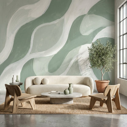 Shades Of Green Wallpaper Modern Abstract Wall Art