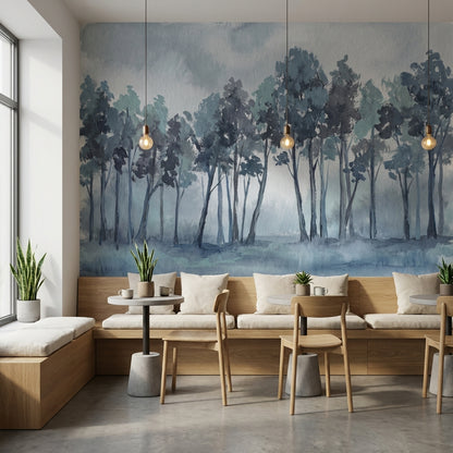 Watercolor Trees Wallpaper Abstract Landscape Wall Mural