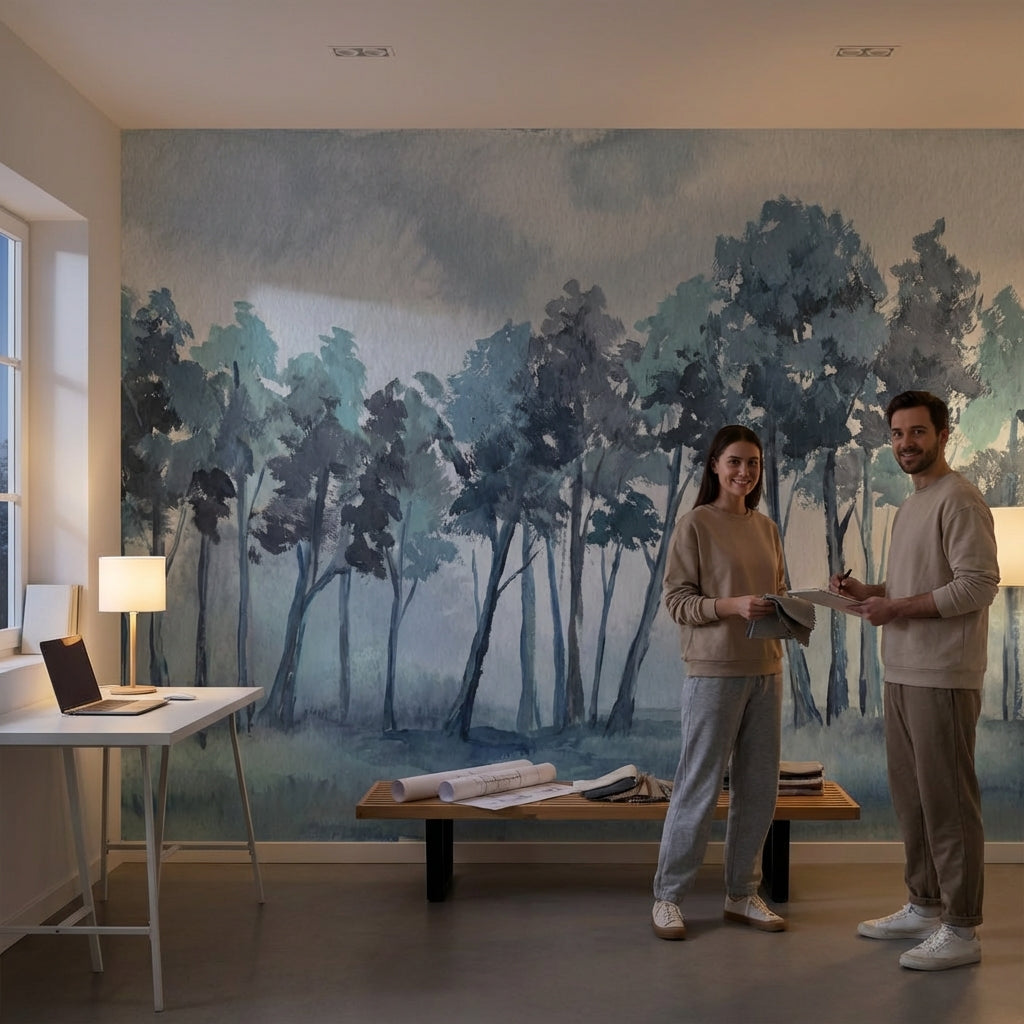 Watercolor Trees Wallpaper Abstract Landscape Wall Mural