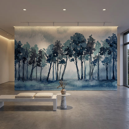 Watercolor Trees Wallpaper Abstract Landscape Wall Mural