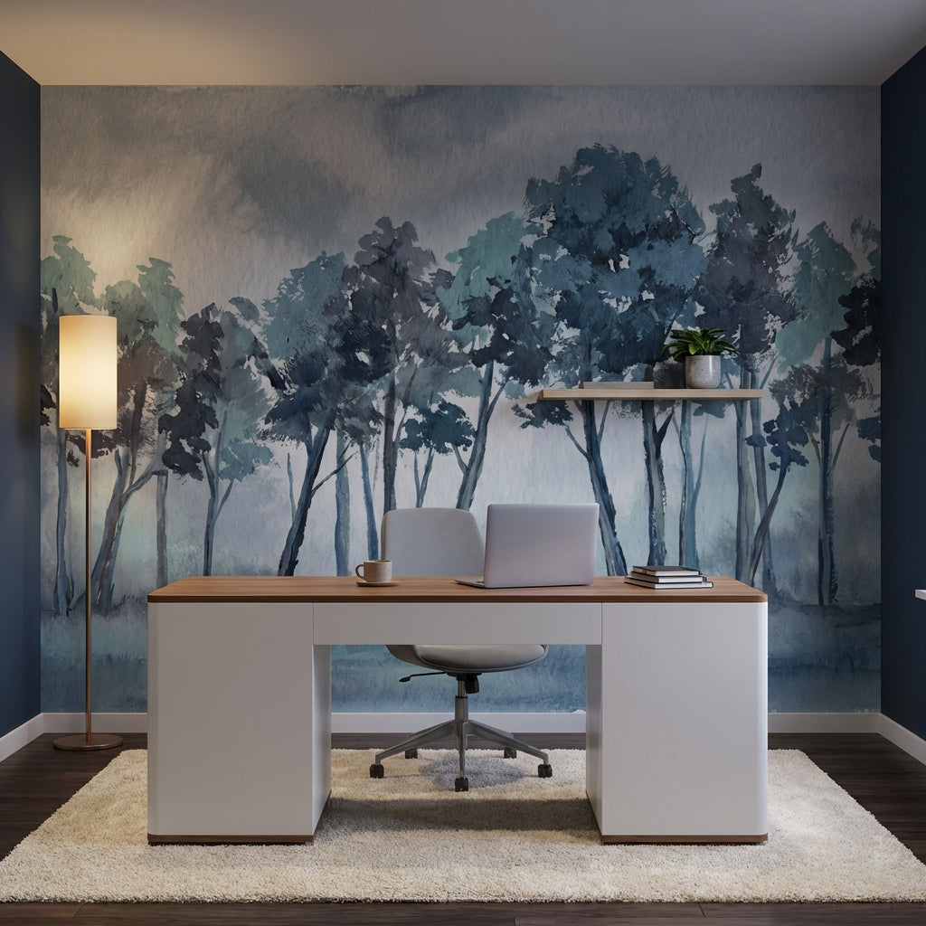 Watercolor Trees Wallpaper Abstract Landscape Wall Mural