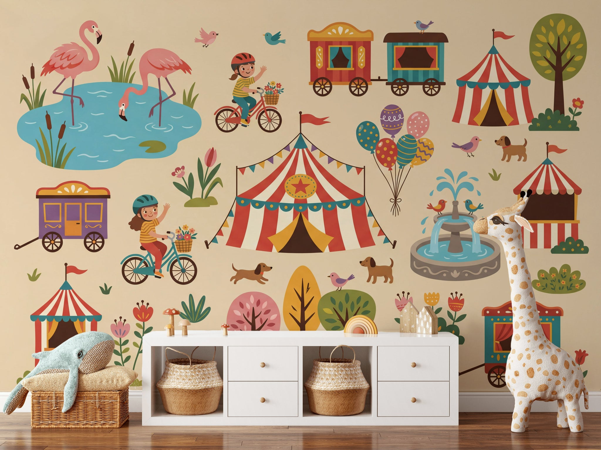 Vintage Fairground Wallpaper Whimsical Playful Wall Mural