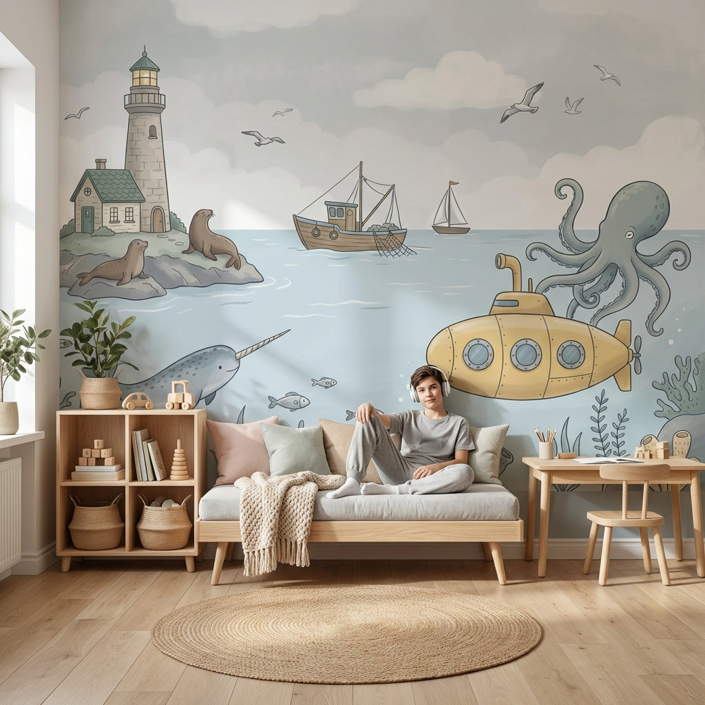 Lighthouse Wallpaper Nautical Underwater Wall Mural