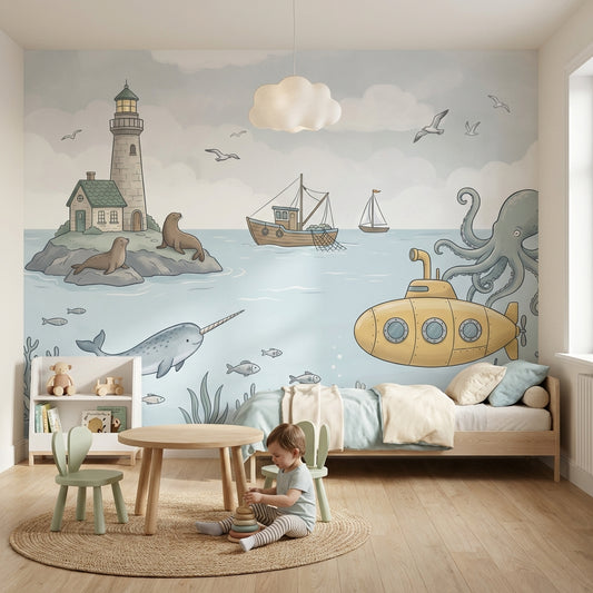 Lighthouse Wallpaper Nautical Underwater Wall Mural