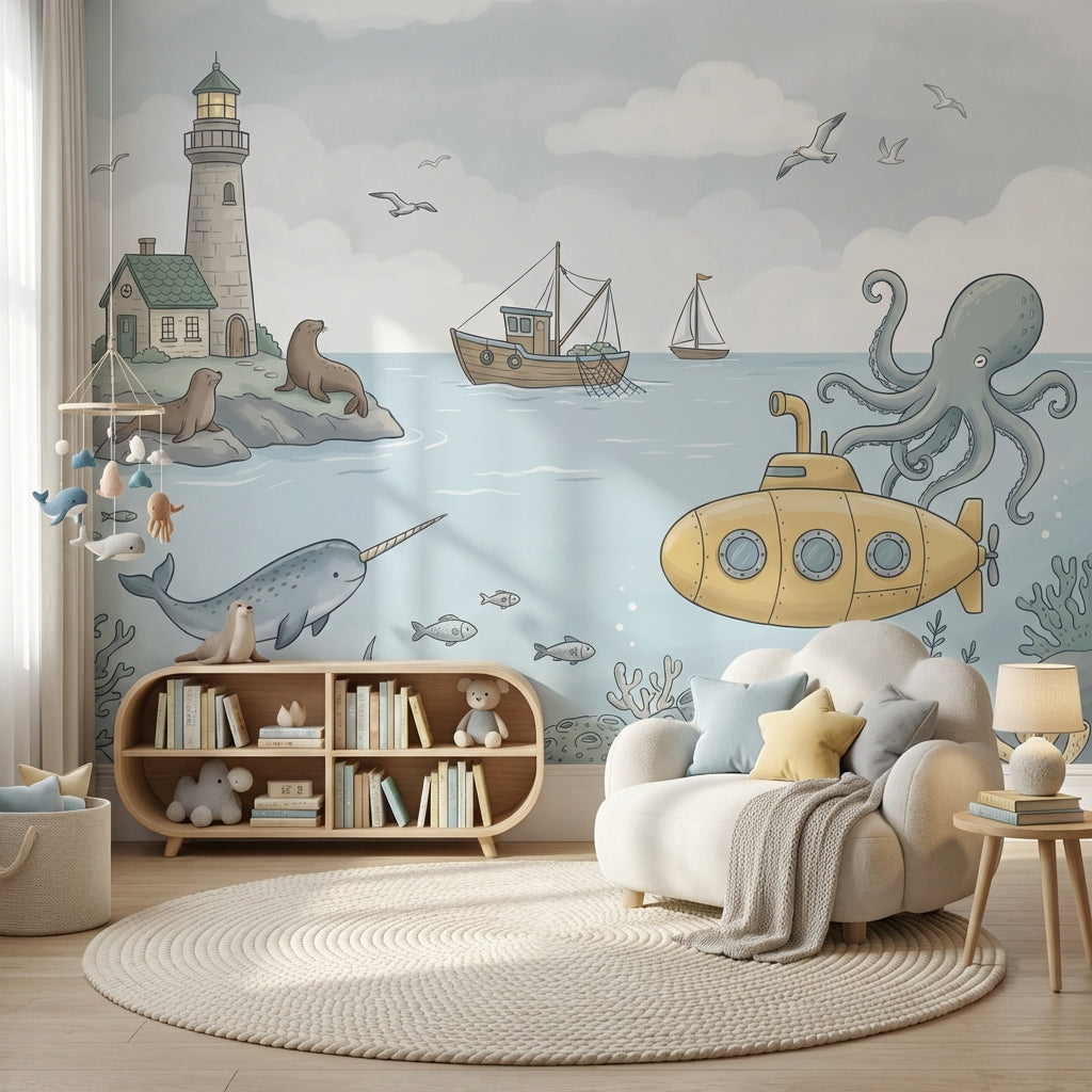 Lighthouse Wallpaper Nautical Underwater Wall Mural