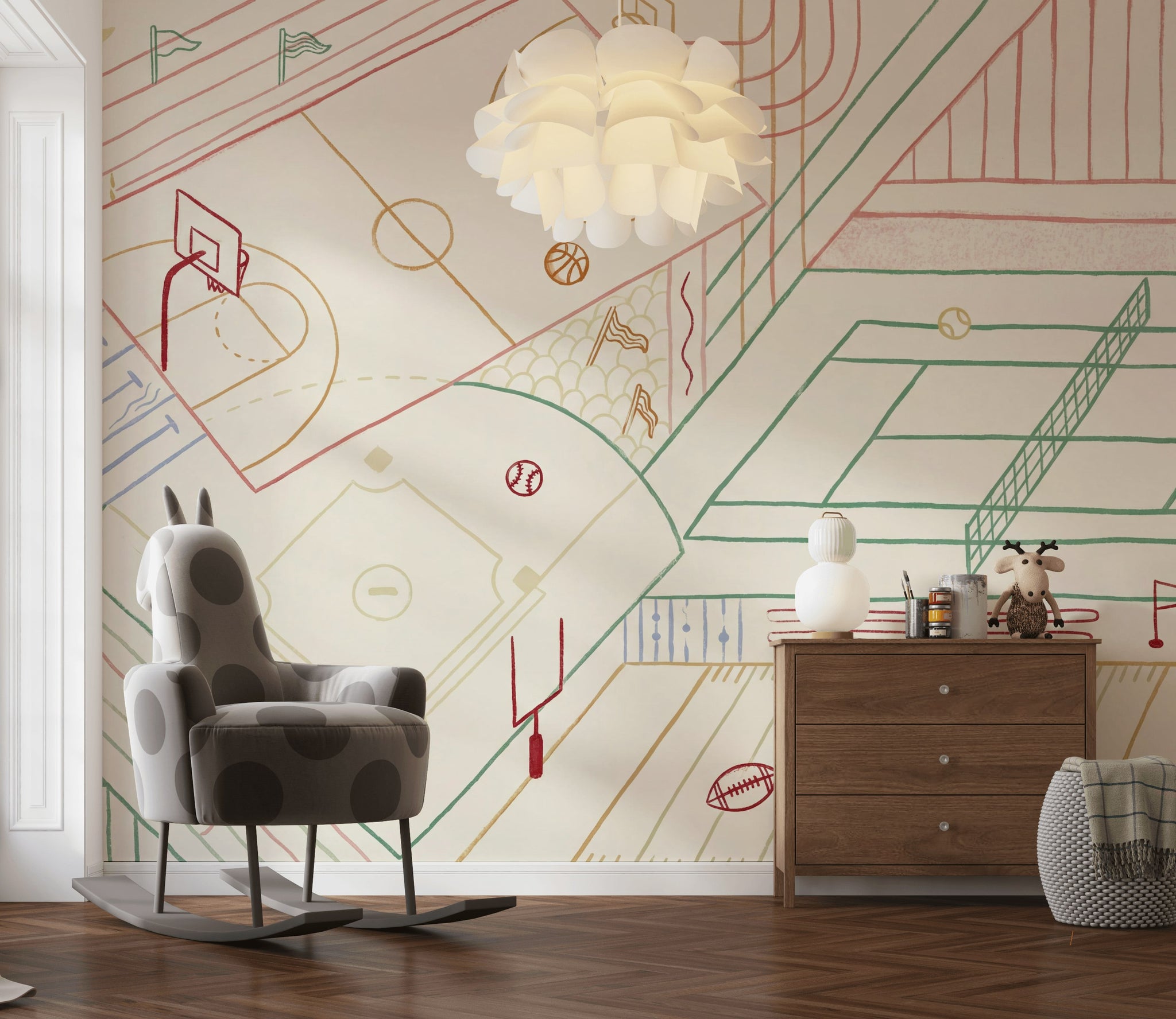 Geometric Sports Wallpaper Modern Abstract Wall Mural