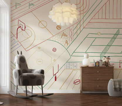 Geometric Sports Wallpaper Modern Abstract Wall Mural