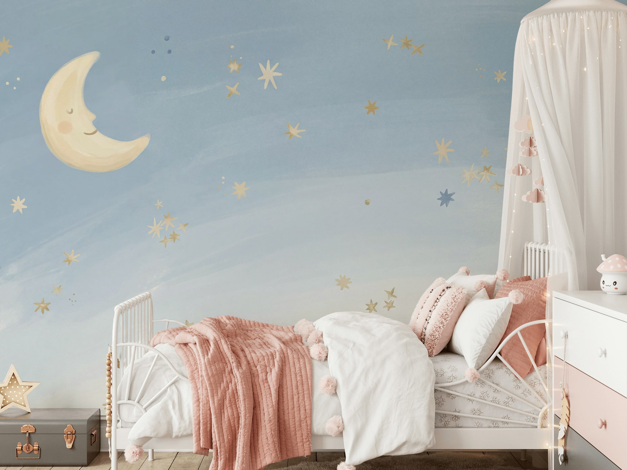 Moon Wallpaper Stars Night Sky Wall Mural