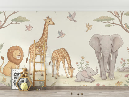 Safari Wallpaper Animals Nature Wall Mural