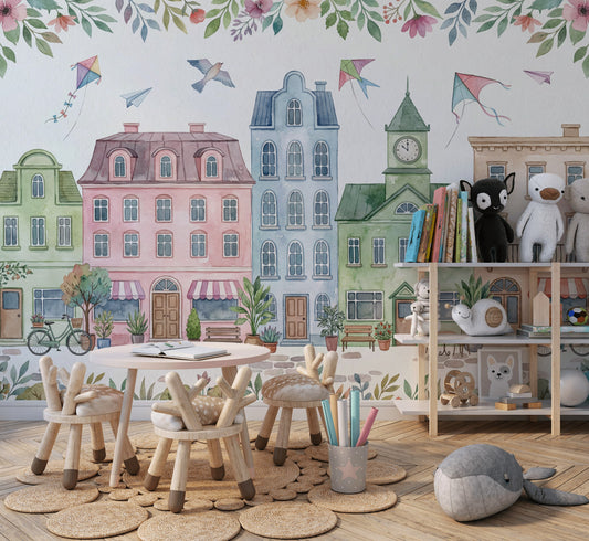 Pastel Wallpaper Vintage Floral Removable Wall Decor