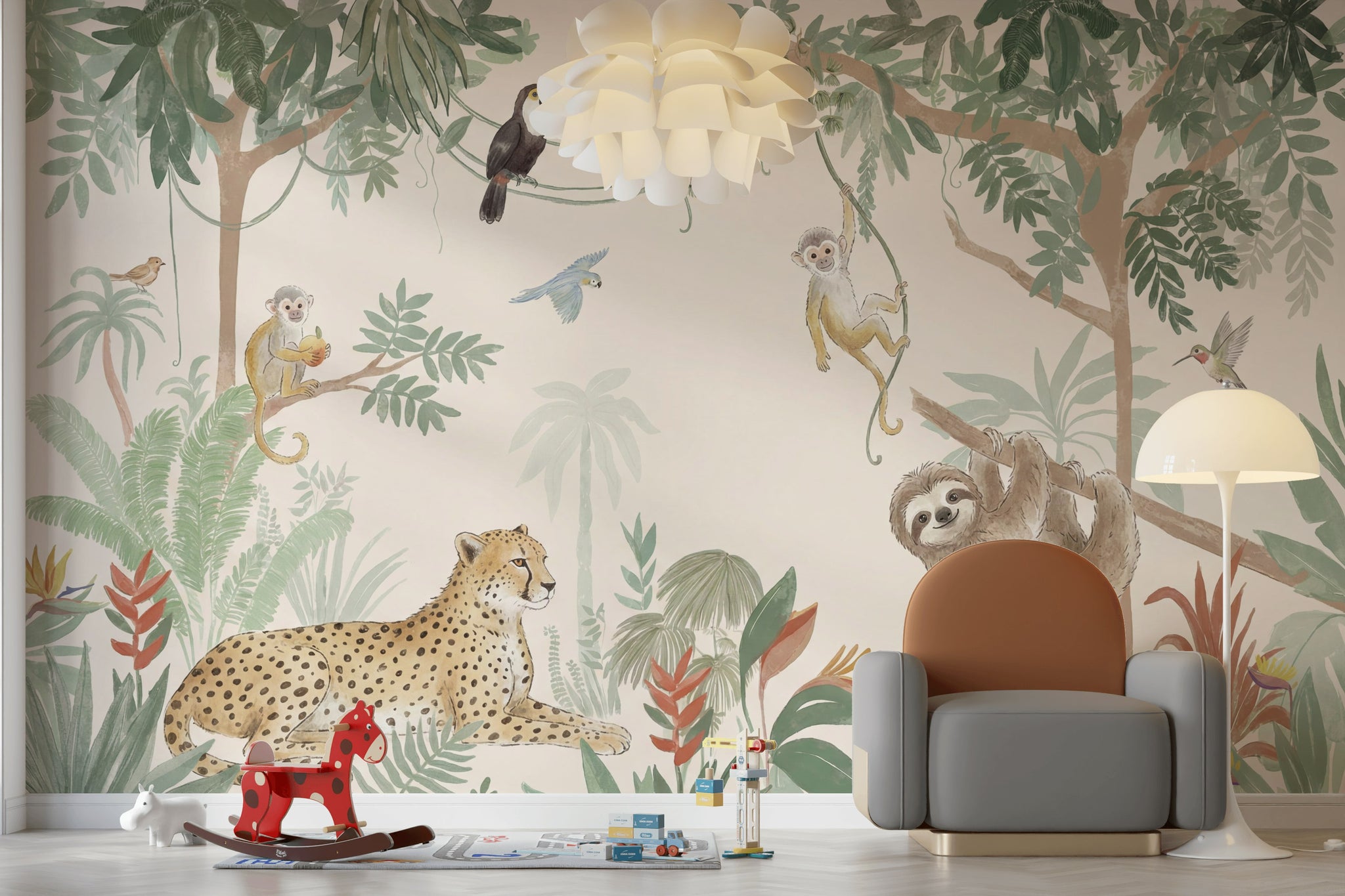 Jungle Wallpaper Animals Tropical Wall Mural