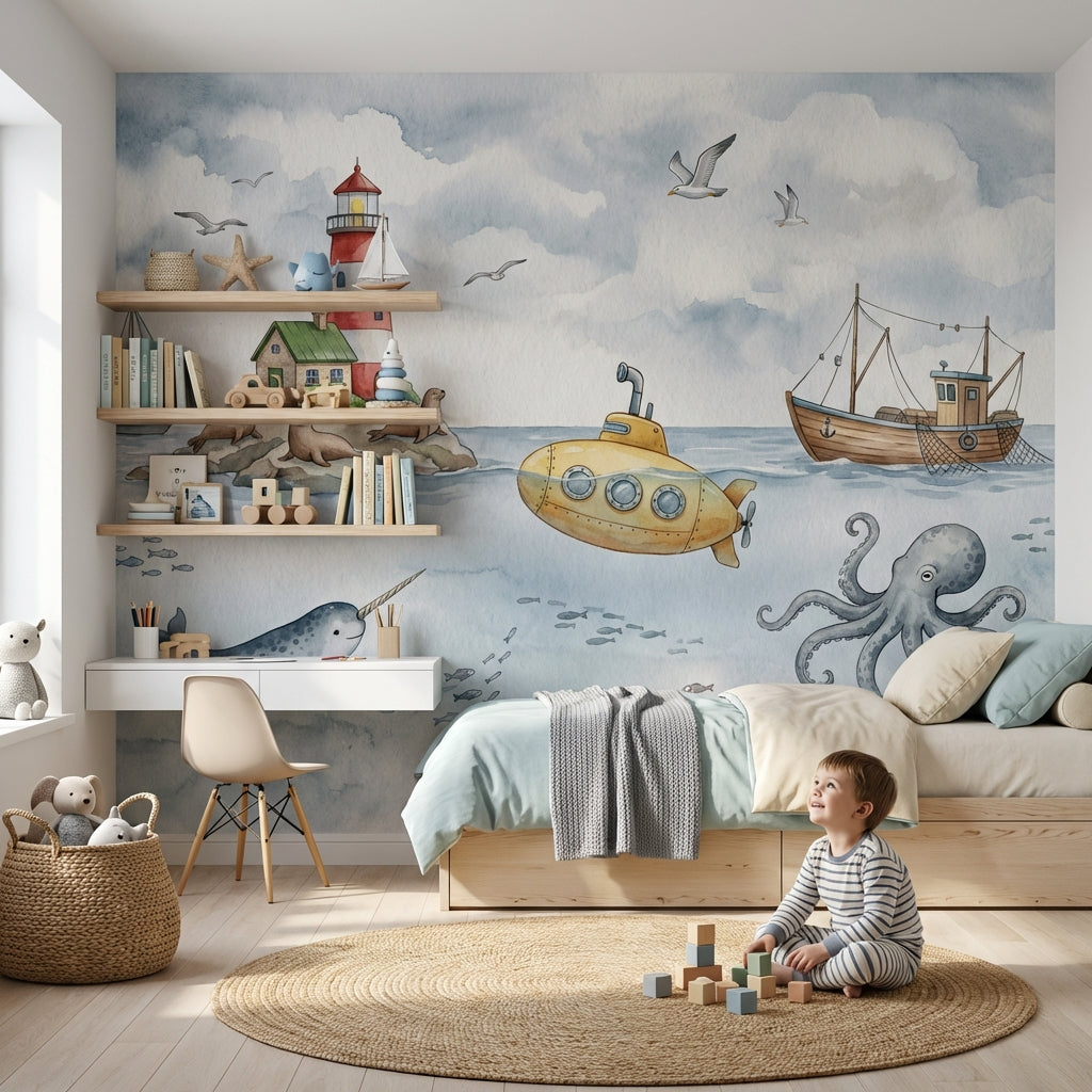 Lighthouse Wallpaper Submarine Ocean Wall Decor