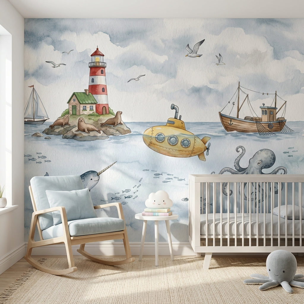 Lighthouse Wallpaper Submarine Ocean Wall Decor