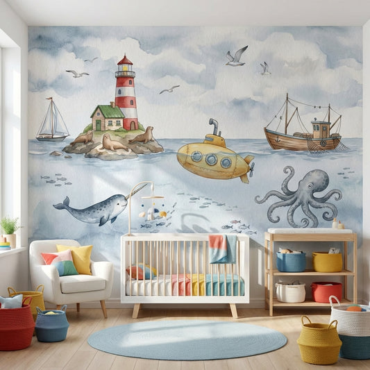 Lighthouse Wallpaper Submarine Ocean Wall Decor
