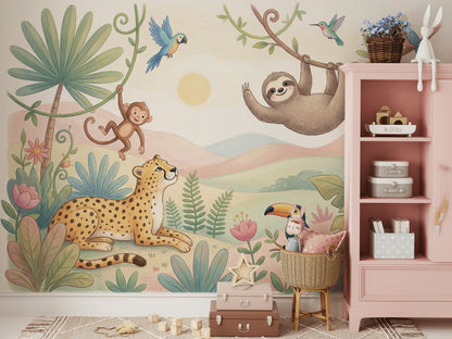 Jungle Wallpaper Animals Tropical Wall Mural