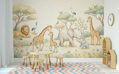 Playful Wallpaper Safari Pastel Wall Mural