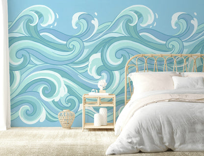 Waves Wallpaper Ocean Abstract Wall Mural