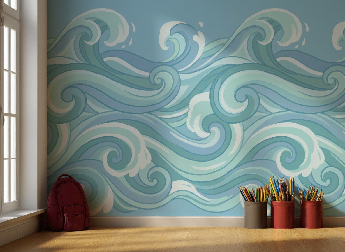 Waves Wallpaper Ocean Abstract Wall Mural