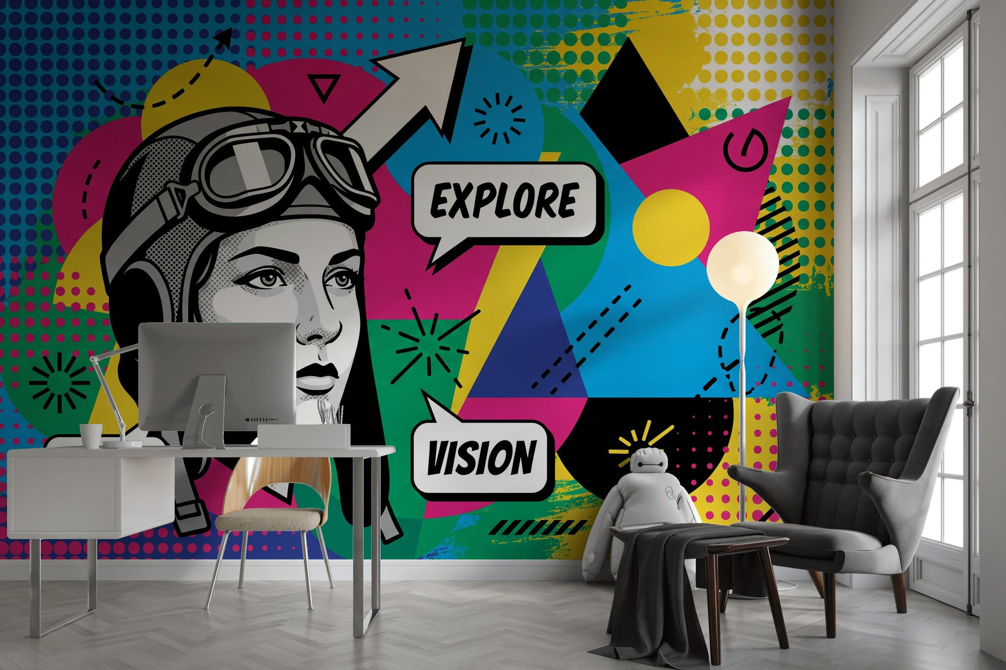 Pop Art Wallpaper Geometric Colorful Wall Decor