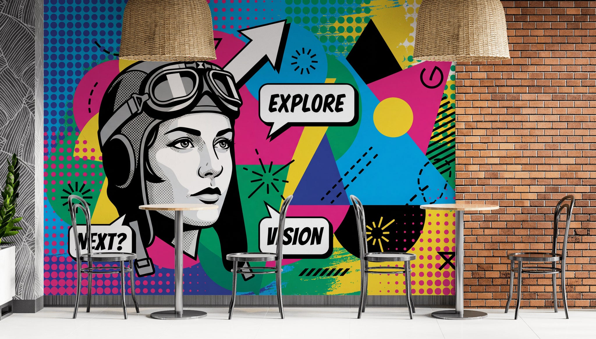 Pop Art Wallpaper Geometric Colorful Wall Decor