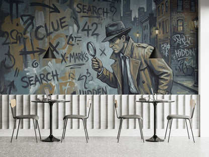 Detective Wallpaper Urban Mystery Wall Mural