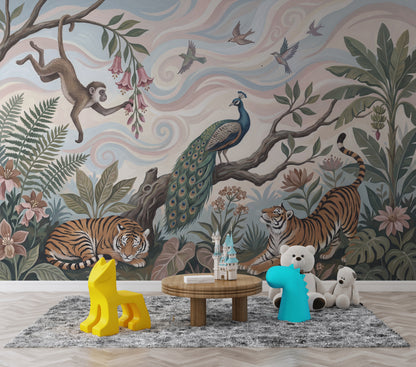 Jungle Wallpaper Animals Exotic Wall Mural