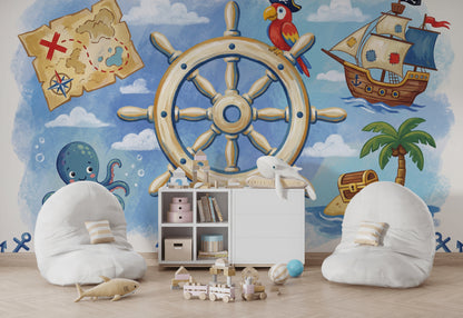 Pirate Ship Wallpaper Nautical Treasure Wall Mural