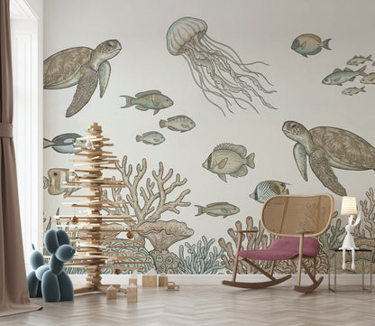 Underwater Wallpaper Turtles Marine Life Wall Mural