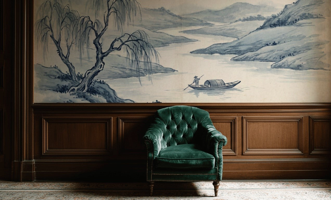 Serene Willow Wallpaper Traditional Landscape Wall Mural
