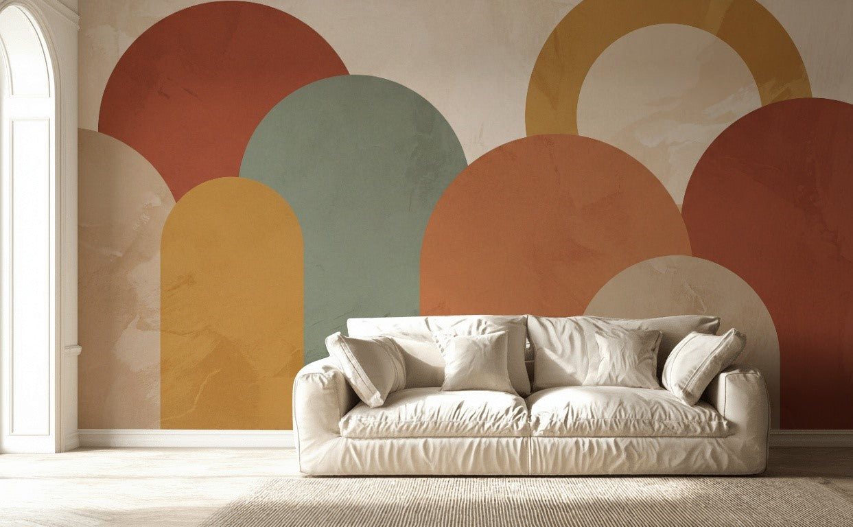 Mid-Century Modern Wallpaper Geometric Abstract Wall Mural