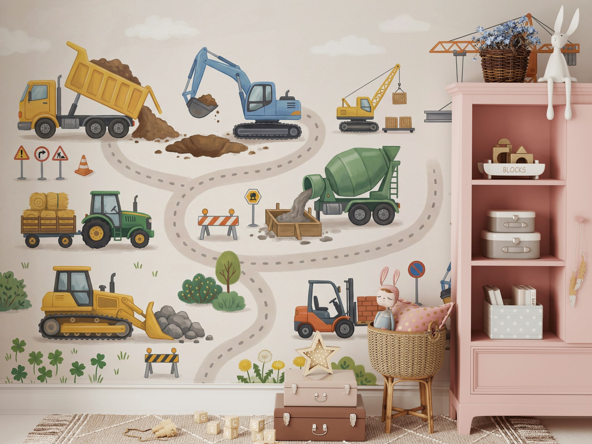 Shades Of Green Wallpaper Construction Fun Wall Mural