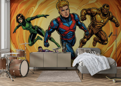 Superheroes Wallpaper Comic Action Removable Wall Decor