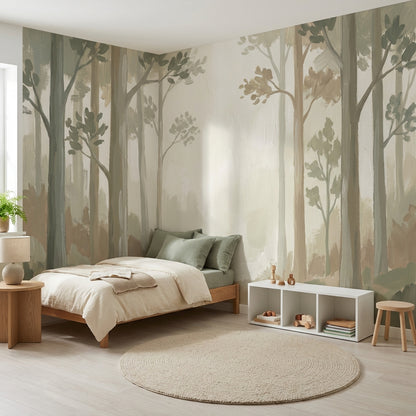 Misty Wallpaper Forest Woodland Wall Mural
