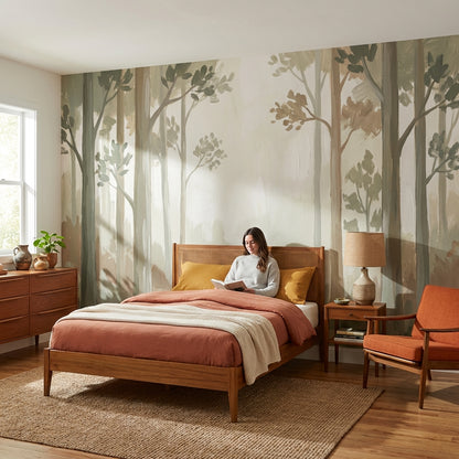 Misty Wallpaper Forest Woodland Wall Mural