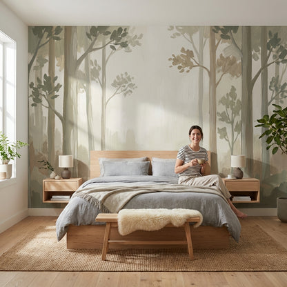 Misty Wallpaper Forest Woodland Wall Mural