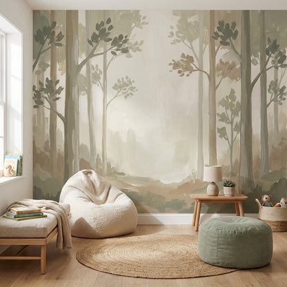 Misty Wallpaper Forest Woodland Wall Mural