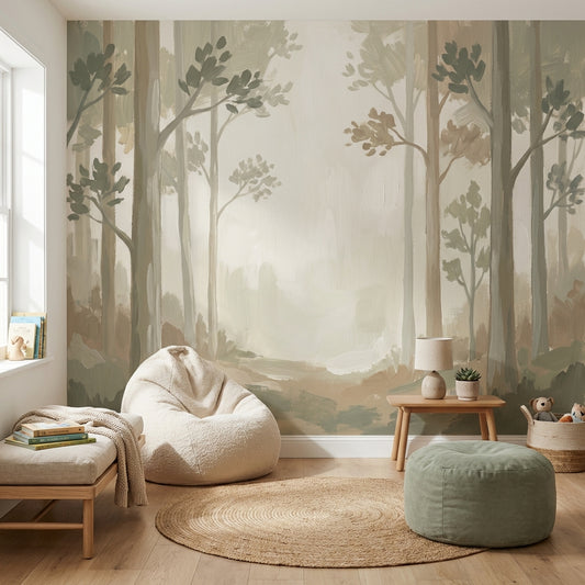 Misty Wallpaper Forest Woodland Wall Mural