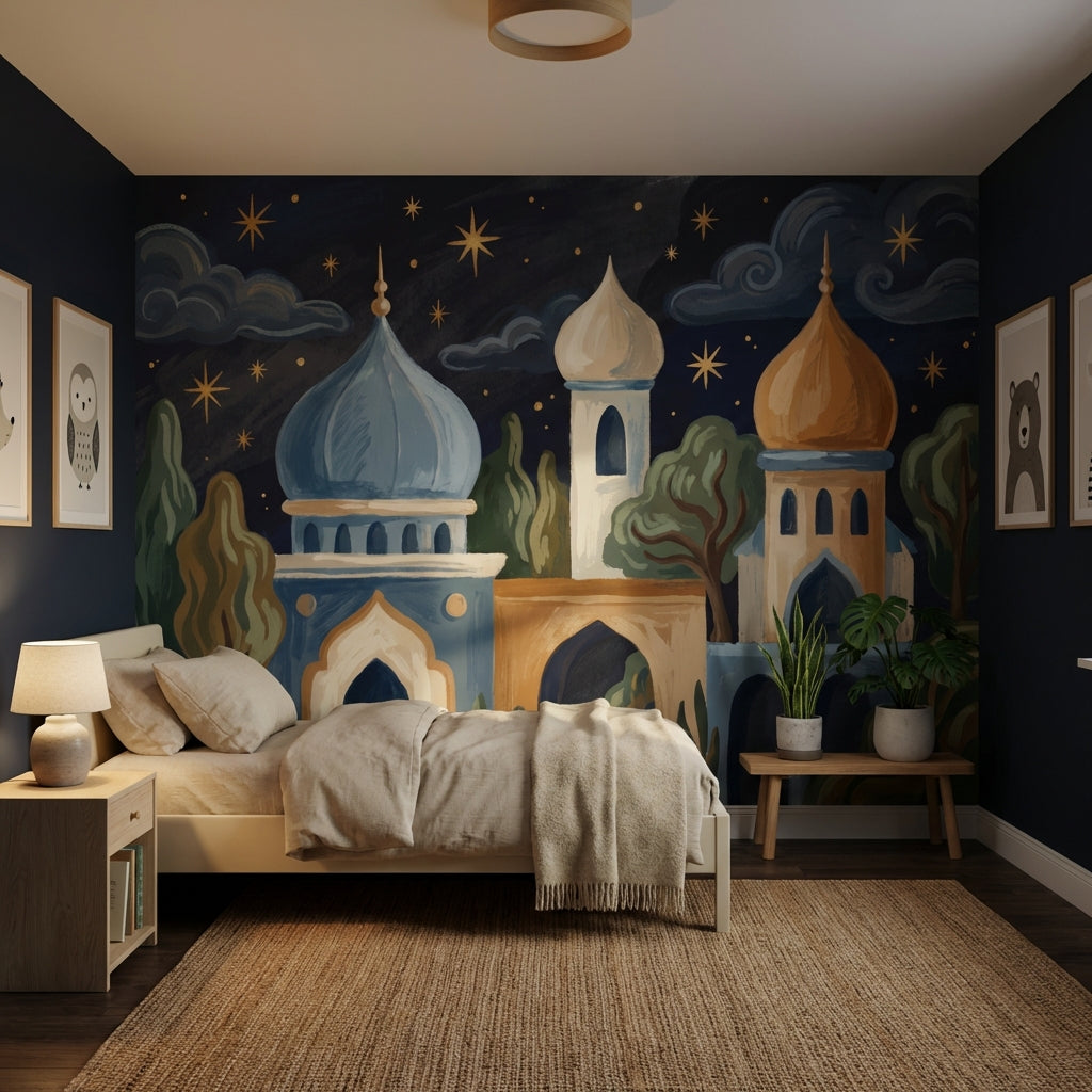 Onion Domes Wallpaper Dark Night Sky Starry Wall Mural