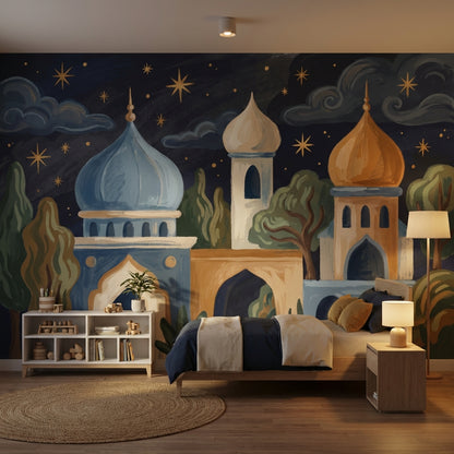 Onion Domes Wallpaper Dark Night Sky Starry Wall Mural