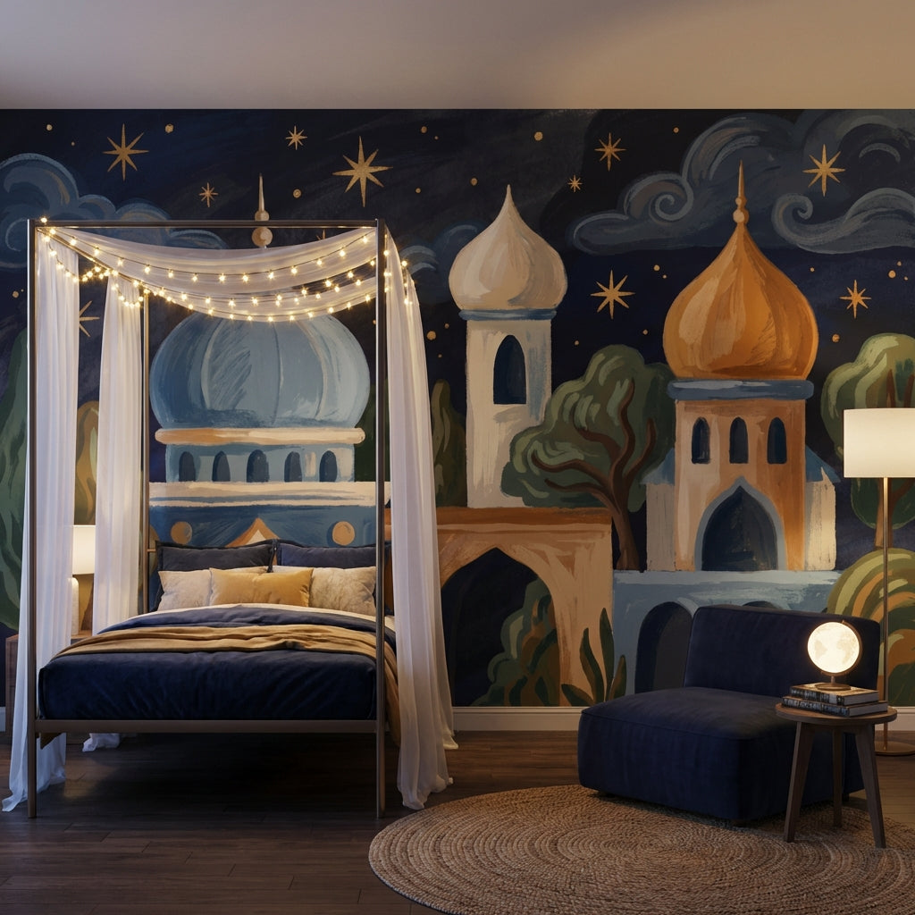 Onion Domes Wallpaper Dark Night Sky Starry Wall Mural