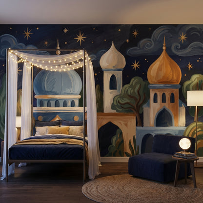 Onion Domes Wallpaper Dark Night Sky Starry Wall Mural
