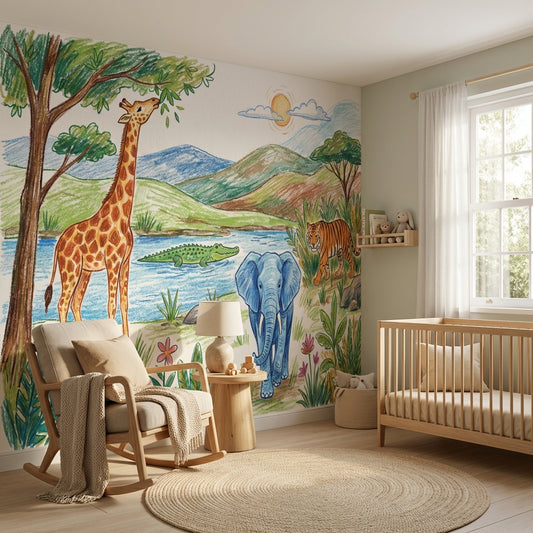 Safari Wallpaper Savanna Wild Animals Wall Mural
