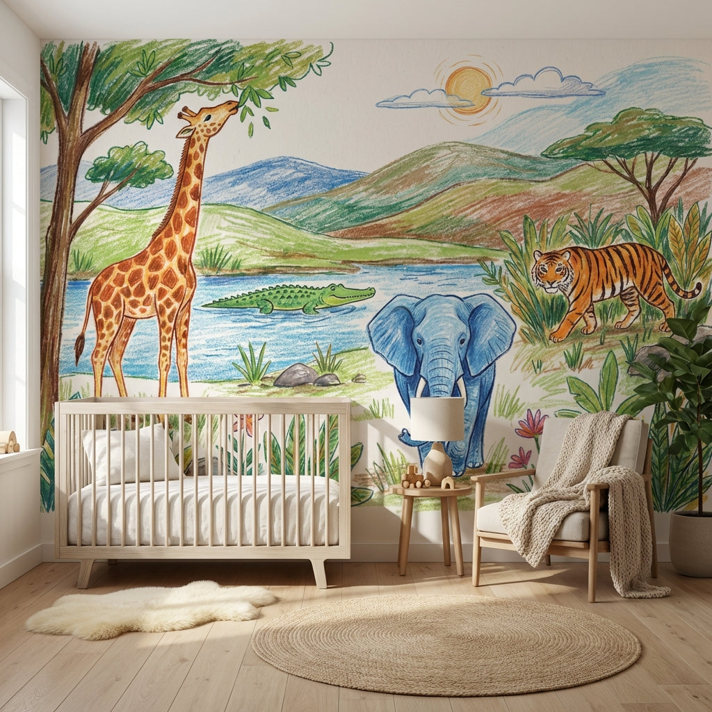 Safari Wallpaper Savanna Wild Animals Wall Mural