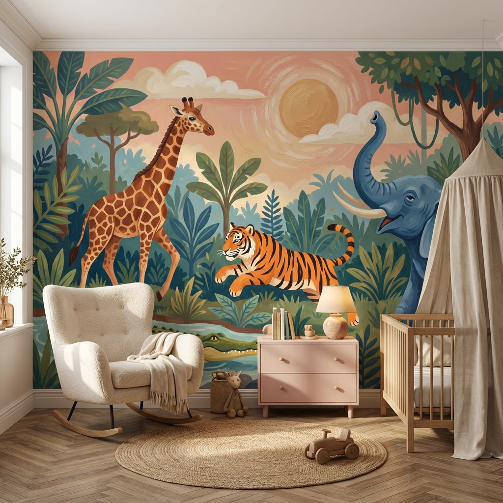 Jungle Wallpaper Safari Wild Animals Wall Mural